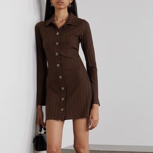reformation benton knit dress Reformation Benton Ribbed Button-Front Sweater Mini Dress